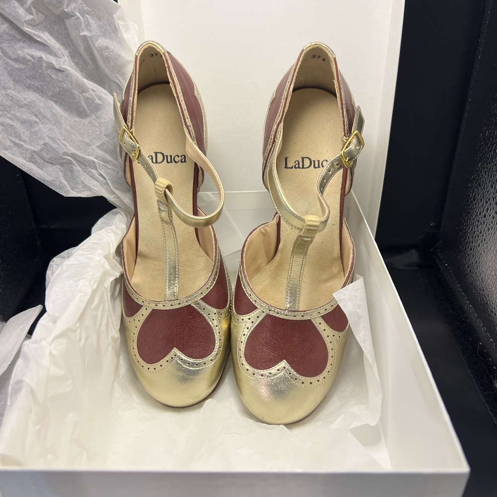 Limited Edition Burgandy/Gold Laduca "I Love Lucia" Size 9 (37.5 Wide)